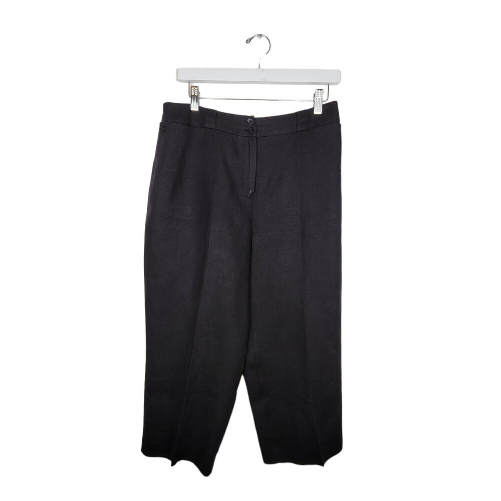 Talbots Petites Black 100% Irish Linen Fully Lined Crop Pants - 10 Petite